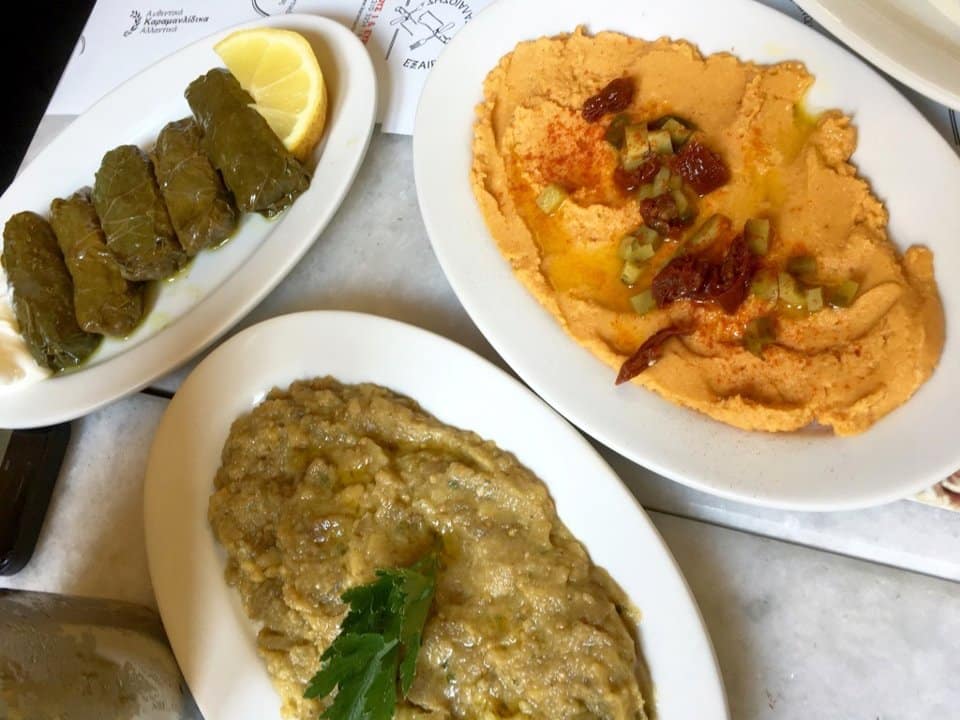 gastronomy in Athens Karamanlidika dolmadakia-salads-london-unattached